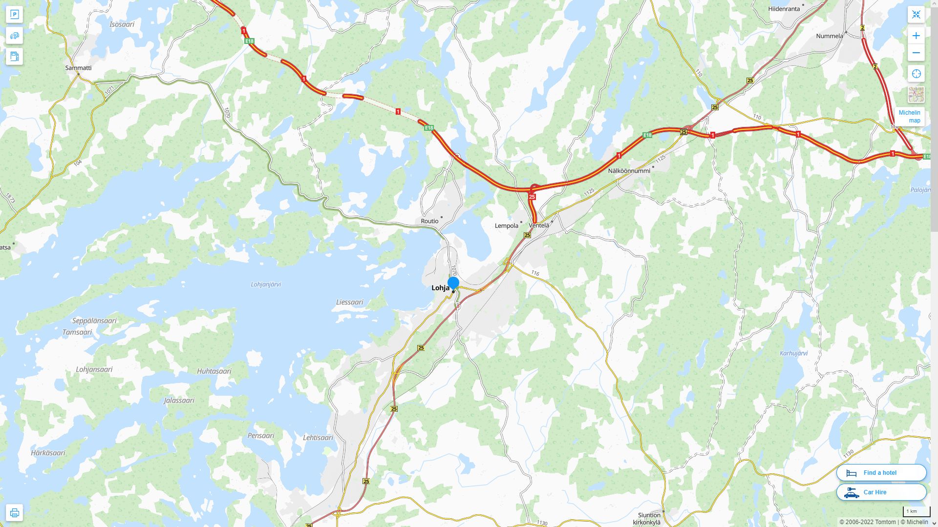 Lohja Highway and Road Map